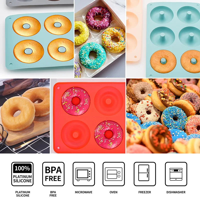 Stampo per ciambelle in silicone Stampo per ciambelle 6 Teglia per ciambelle in silicone antiaderente a grandezza naturale Crea buste per biscotti per torte e ciambelle perfette, SENZA BPA  15