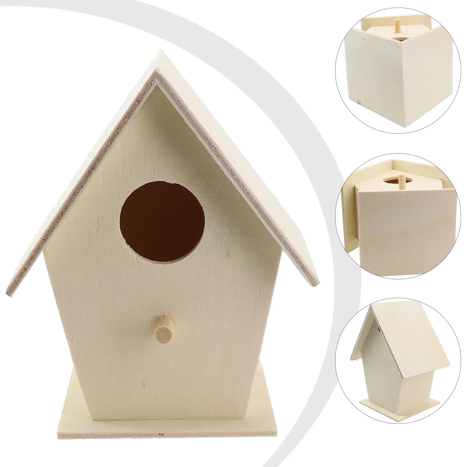 Wooden Bird House Nest Dox Nest House Bird Craft Box Wooden Birdhouse Decoration For Home Garden DIY Supplies 1pcs