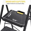 3 Step Ladder, Sturdy Steel Step Stool with Anti-Slip Wide Pedals, Handrail, Safe-Lock Design, Pass 800lbs L 3
