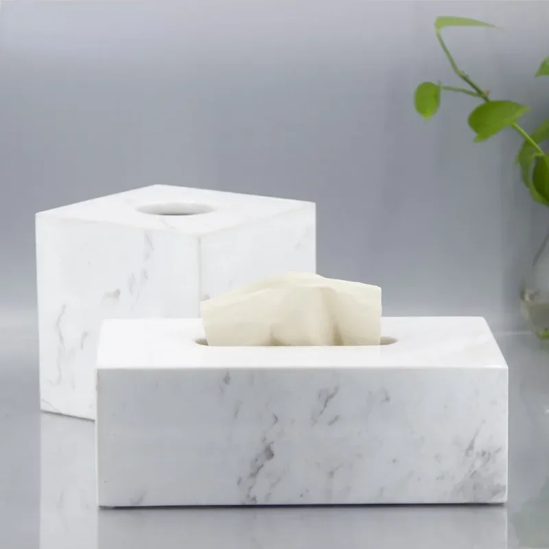 Nordic Modern Natural Marble Tissue Box Black Rectangular Light Luxury Paper Box Home Hotel Model Room Creativity Crafts 2