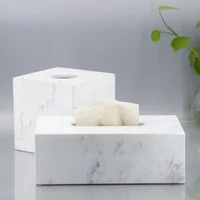 Nordic Modern Natural Marble Tissue Box Black Rectangular Light Luxury Paper Box Home Hotel Model Room Creativity Crafts 2