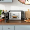 Compact 0.7 Cu ft 700W Black Countertop Microwave Oven LED Display Timer Clock Defrost Child-Safe Lockout Push-Button Door 10 2