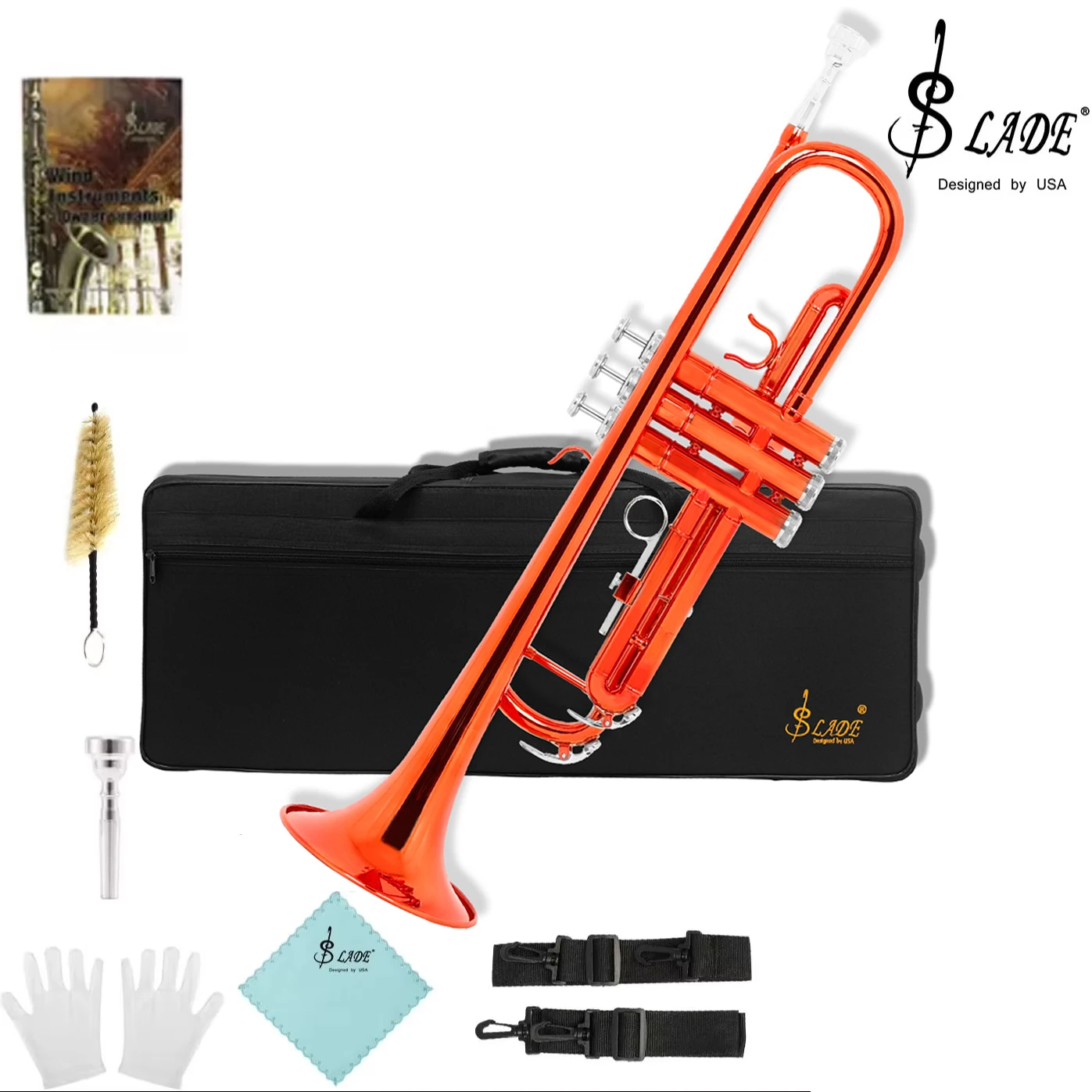 SLADE B Flat Brass Body Trompete, Brass red Trumpet with Case | eBay