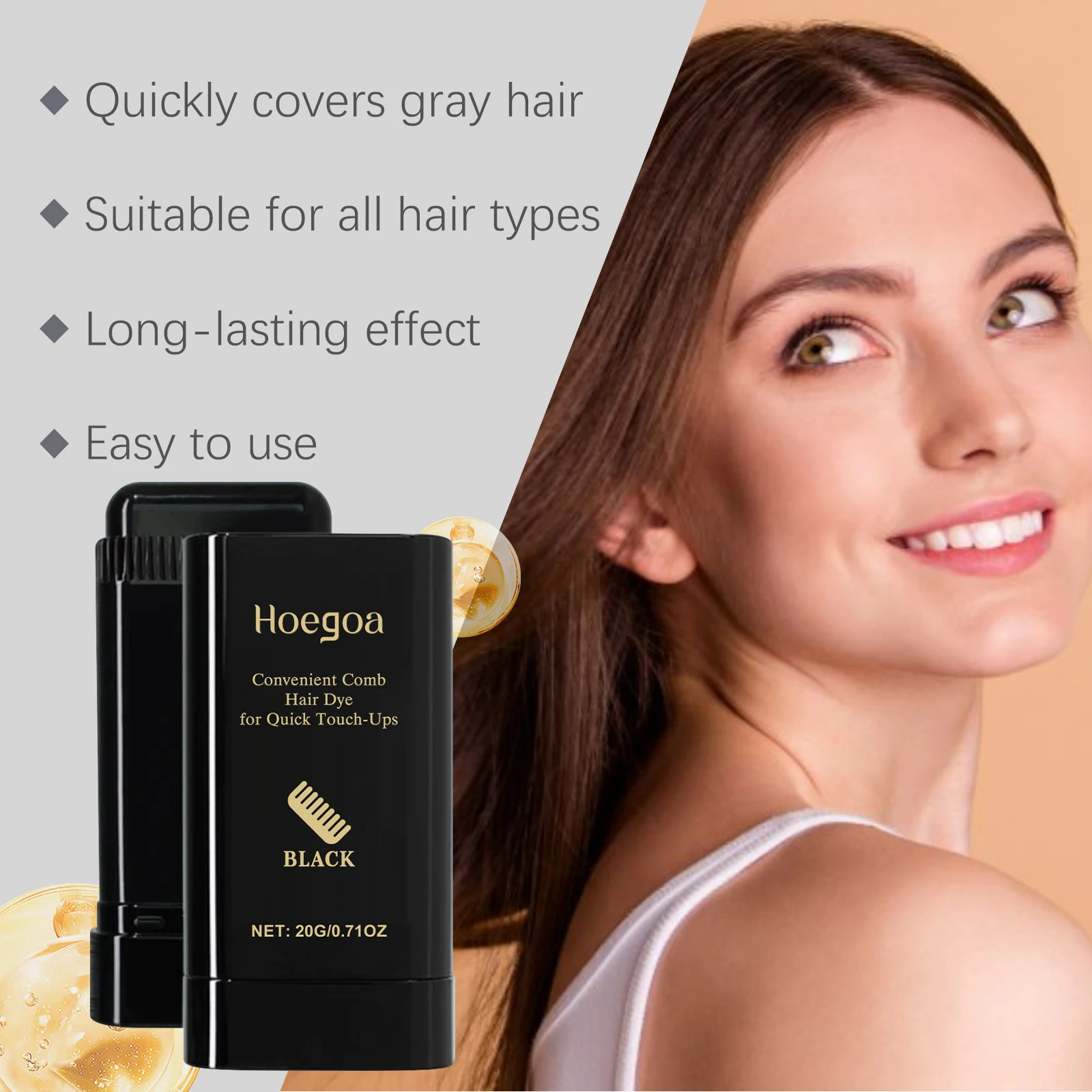 Hair Coloring Stick: Natural & Gentle, Non-Irritating, High-Pigment Temporary Hair Color