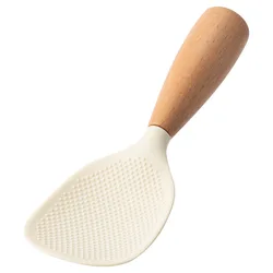 Premium Silicone & Wood Kitchen Utensil Set - Non-Stick Cooking Tools (Beige rice spoon)