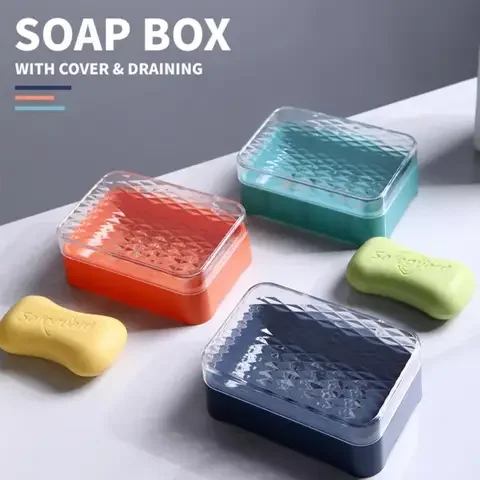 

Transparent Soap Dish Drain Soap Holder Box Bathroom Shower Soap Holder sponge Storage Tray Creative Sucker Water-free Storage