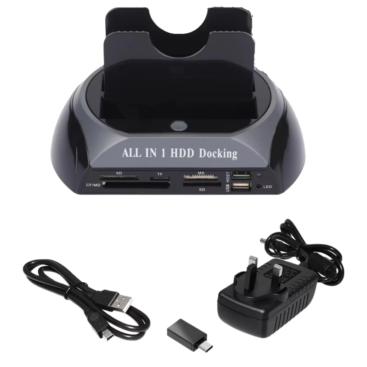 듀얼베이 USB 2.0 도킹 스테이션(카드 리더기 포함) IDE/SATA/eSATA 올인원 하드 드라이브 복제 기능으로 간편한 데이터 관리