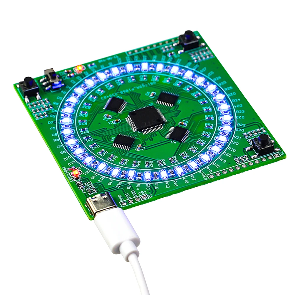 DIY LED Fließende Lichter Elektronisches Lötübungs-Set Lötübungs-Leiterplatte LQFP64 PCB USB Typ-C DC5V