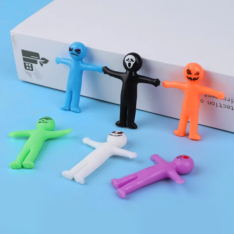 12/24/36Pcs Halloween Stretchy Toy Gift Kids Halloween Birthday Party Favors Goody Bag Basket Filler Funny Little Man Fidget Toy