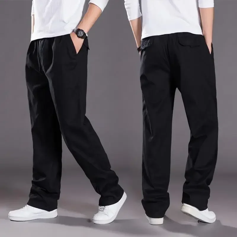 thumbnail image 1 of Pantalones para hombre, pantalones casuales holgados, rectos, con bolsillos anchos, estilo coreano, ropa de calle elegante, venta de tendencia, holgados, nuevos en poliéster, 1 of 5