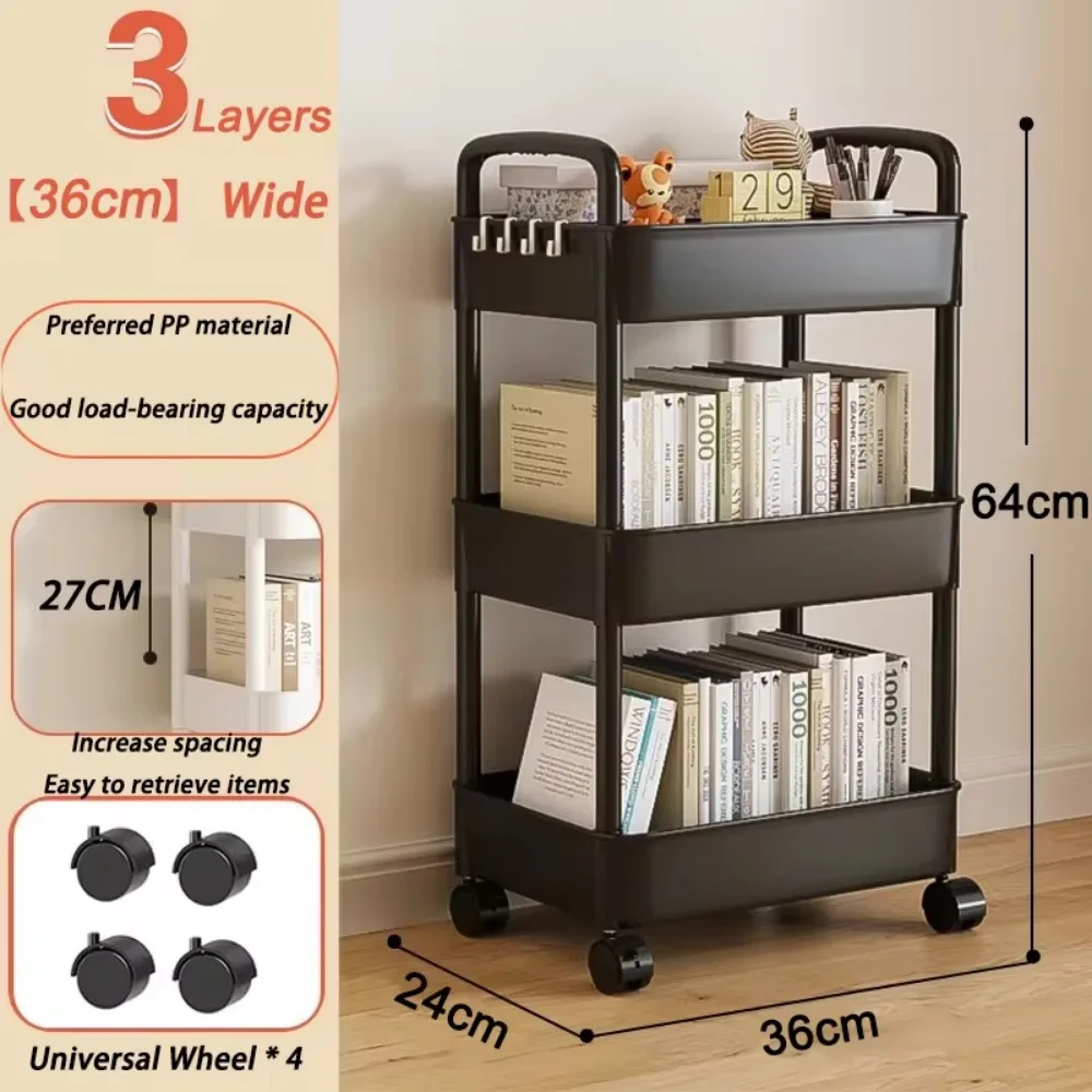 Bookshelf Storage Trolley Home Universal Muti-Tier Storage Rack Rolling Storages Cart Multi-Layer Small Cart Rack storage rack