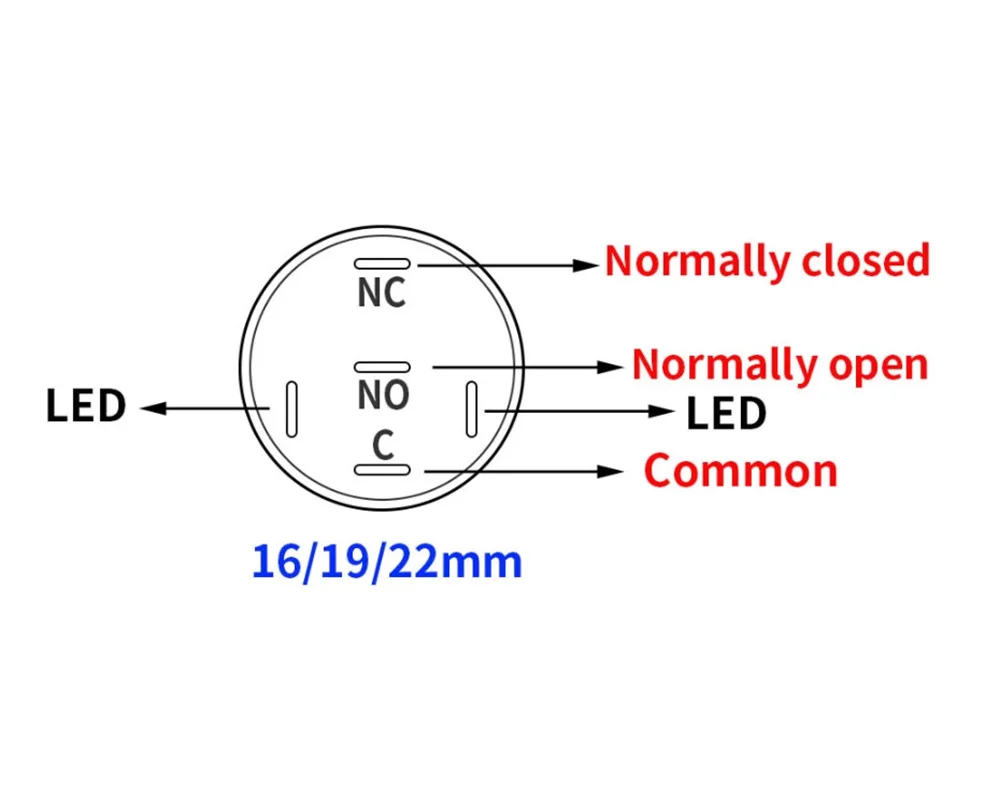 5 pcs Metal Push Button Switch 12v 16mm 19mm 22mm Ring Lamp Power Symbol Waterproof LED Light Self lock reset with connector 220 images - 6