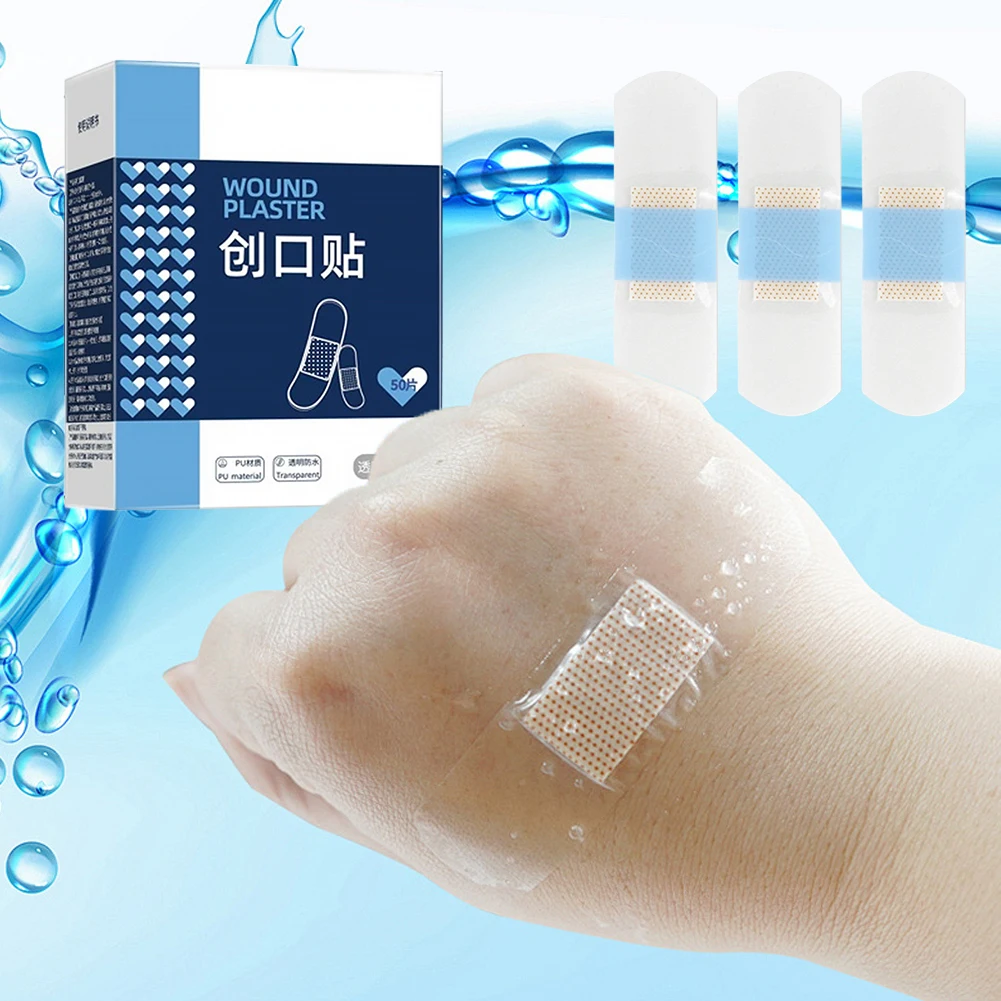 50/120Pcs Waterproof Wound Strips PU Transparent Waterproof Band Aid Invisible Hemostasis Wound Plaster for Water Sports Bathing band aid dressing