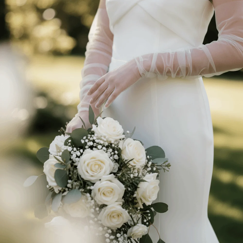 1 Paar Spitzen-Hochzeitskleid-Ärmel aus weichem Tüll, durchsichtiges Material, Brauthandschuhe, lange Ärmel, elegante Armstulpen für formelle Anlässe – Detail 2