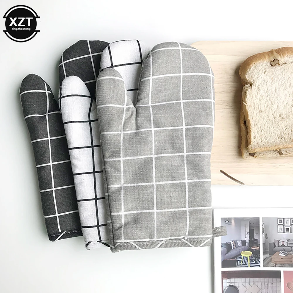 Silicone Oven Mitts Kitchen Gloves Silicone Oven Gloves Cotton Pot Holders Kitchen Potholders Pad Stove Oven Gloves Set Mitts Heat Resistant Thermal Anti-heat Take Hot Pot Cooking Insulation Gloves