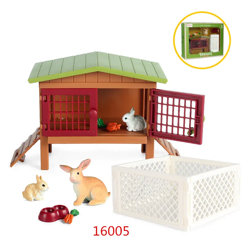 Oenux Simulación Divertido Animal de Granja Juguete Caballo Establo Granjero Vaca Conejo Modelo Figuras de Acción Juego Niño Educación Regalo de Navidad Juguete