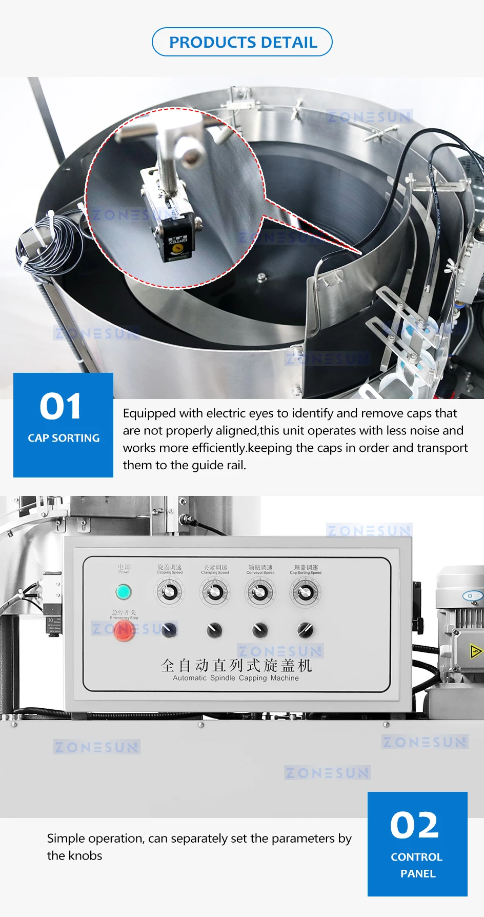 ZS-FXZ101 Automatic High Speed Capping Machine with Cap Feeder