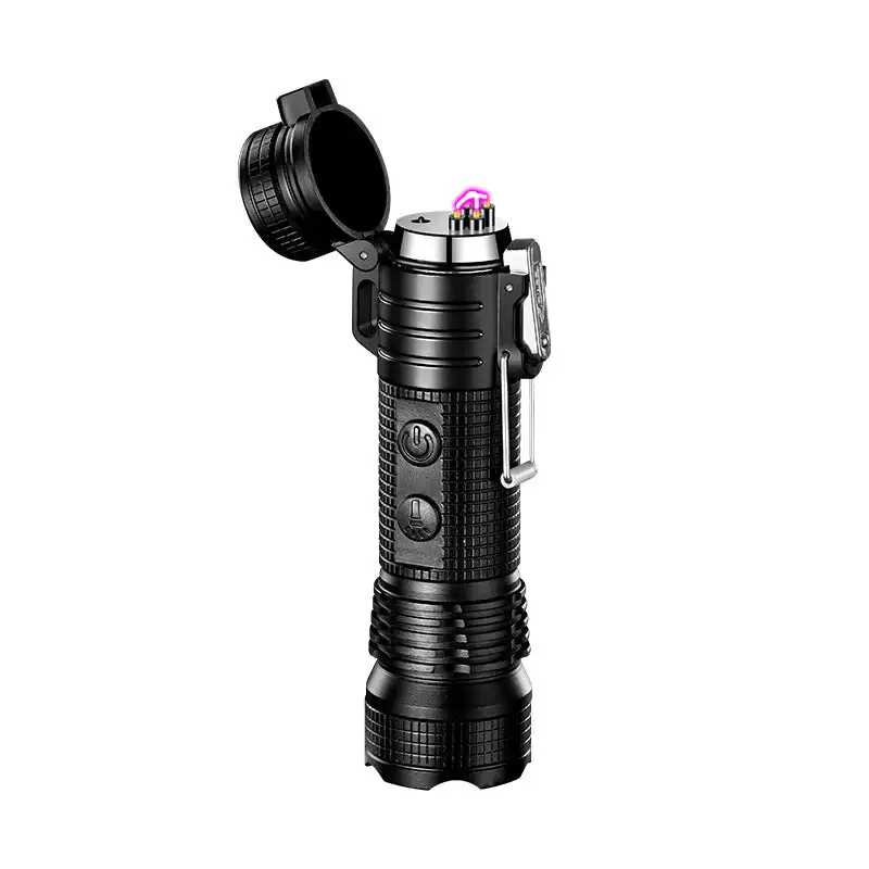 4-in-1 Outdoor LED Flashlight With Plasma Lighter - Rechargeable Survival Tool