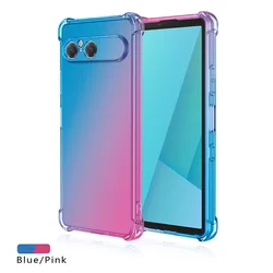Rainbow Ultra Thin Shockproof Gradient Case - Four - Corner Silicone Soft Cover for Sony Xperia 10 VII (Blue Pink)