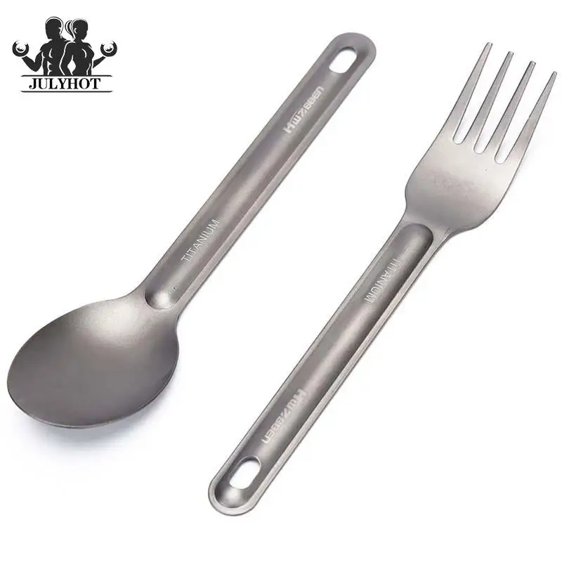 1pc Portable Camping Cutlery Convenient Titanium Spork Environmental