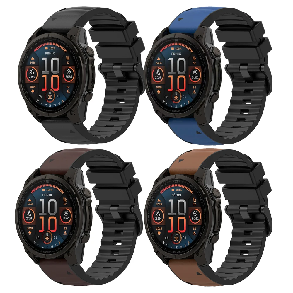 Premium Leather & Silicone Strap – QuickFit 26mm/22mm Band