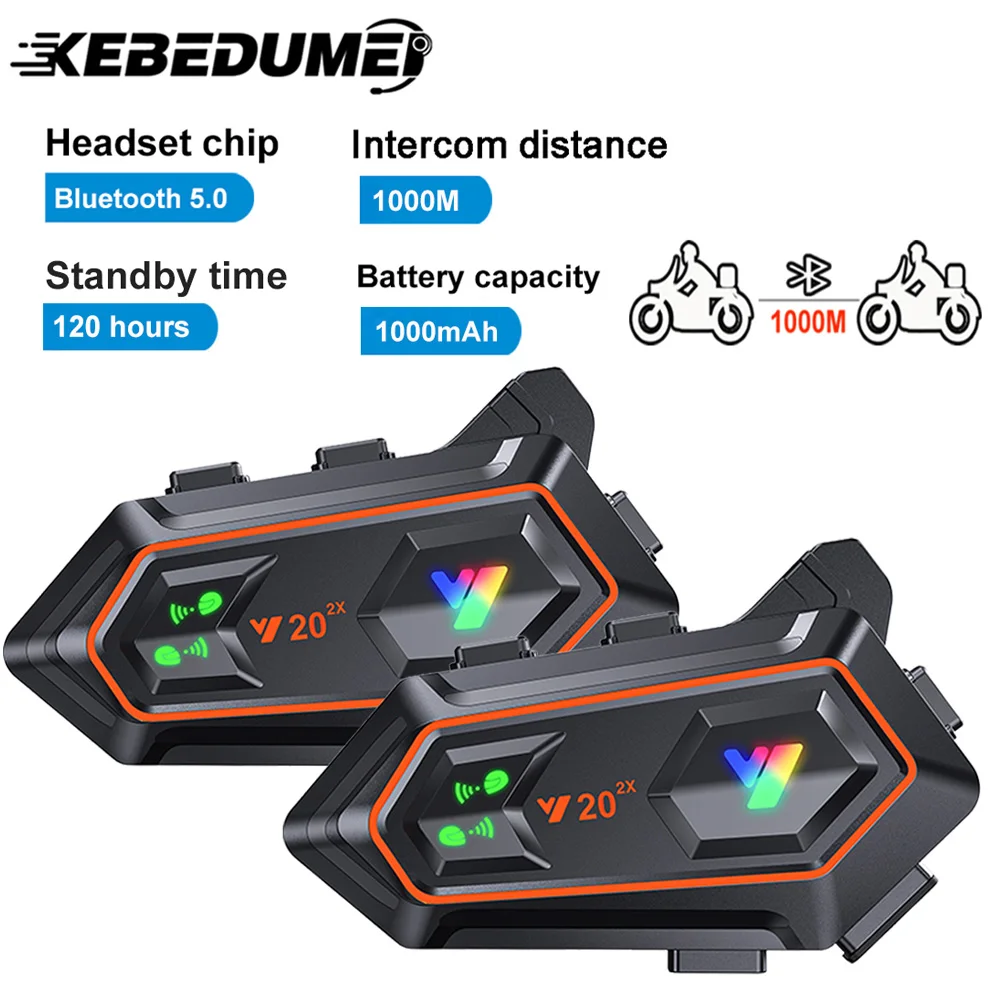 

1/2Pcs Motorcycle Helmet Bluetooth Intercom Headset 1000M Interphone Intercomunicador Moto Wireless Handsfree Call Headphone