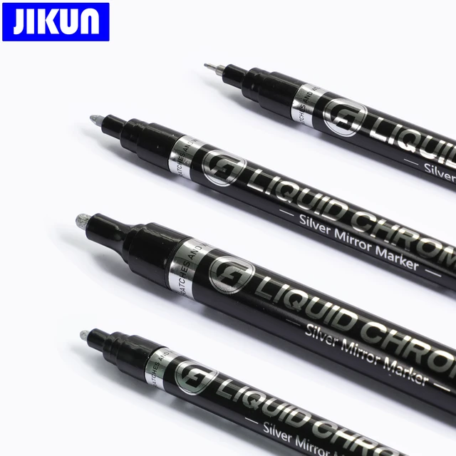 Liquid Chrome Marker Pen Liquid Mirror Chrome Markers Pen Silver Metallic  Permanent Paint Pen