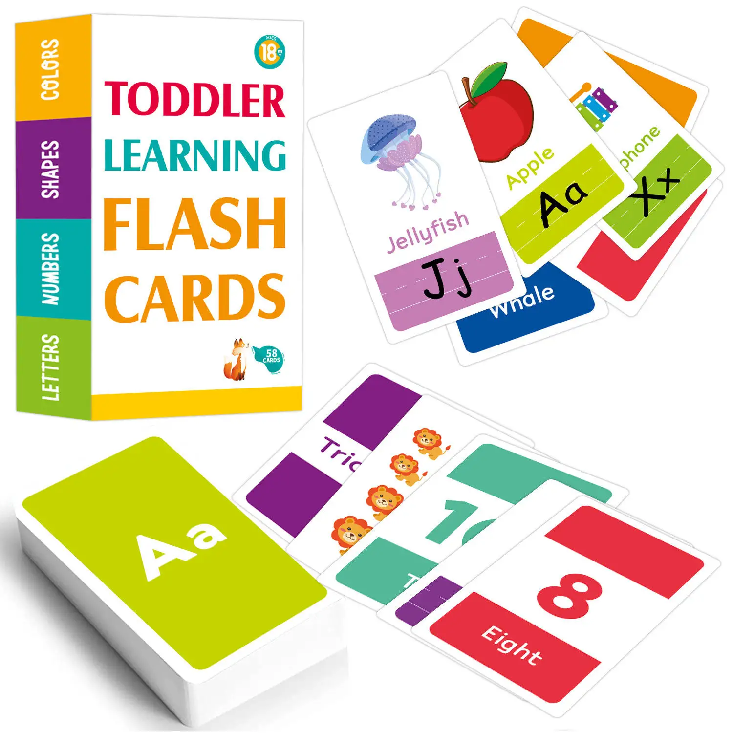 

58 Pcs Preschool Toddler Flash Cards Alphabet Flash Cards for Toddlers Letters Colors Shapes and Numbers Alphabet Cards
