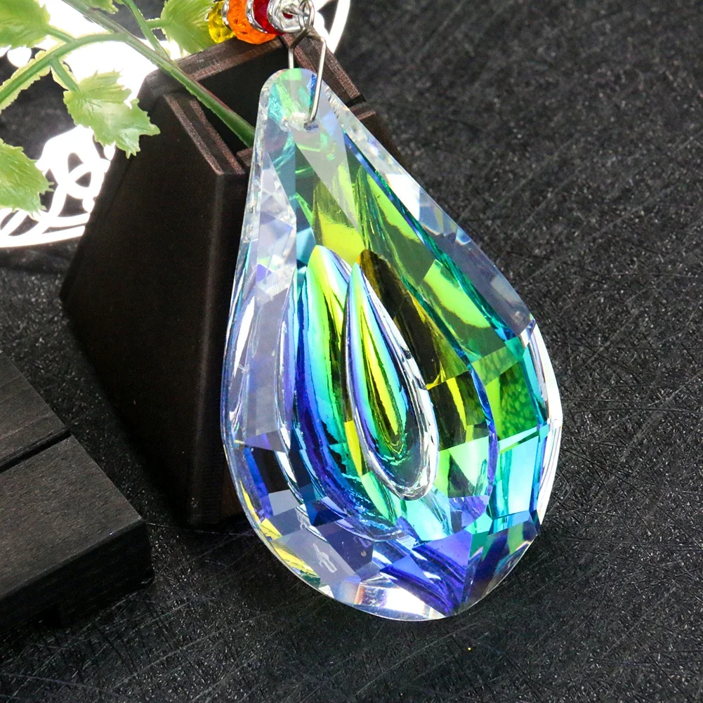 Chakra Tree of Life Sun Catcher Crystal Prism Handmade Crystal Drop Faceted Window Car Art Hanging Pendant Home Garden Decor