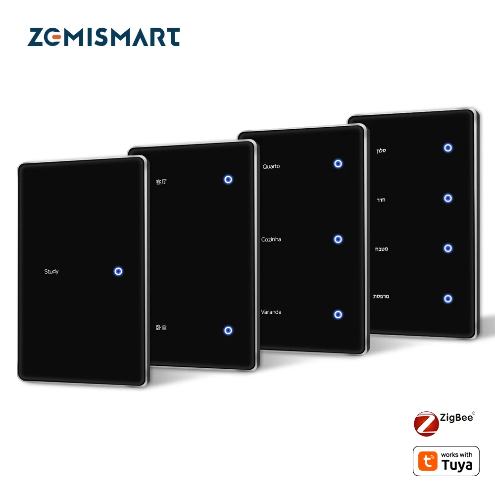 สวิตช์ไฟติดผนังอัจฉริยะ Zigbee DIY สีดำ แบบสัมผัส ใช้งานร่วมกับหน้าจอ Tuya ควบคุมด้วยเสียงผ่าน Alexa และ Google Home 1