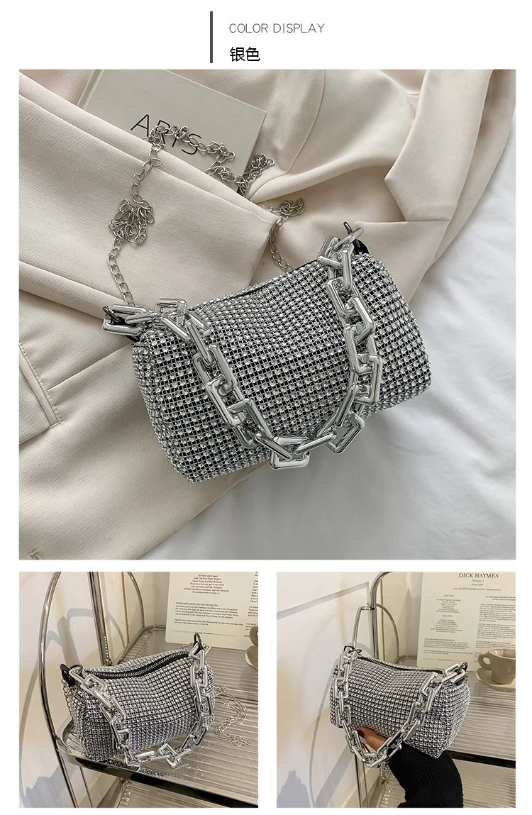 Bling Diamond Design Small Crossbody Messenger Bags for Women 2022 Summer Trend Luxury Fashion Travel Shoulder Handbags Purses