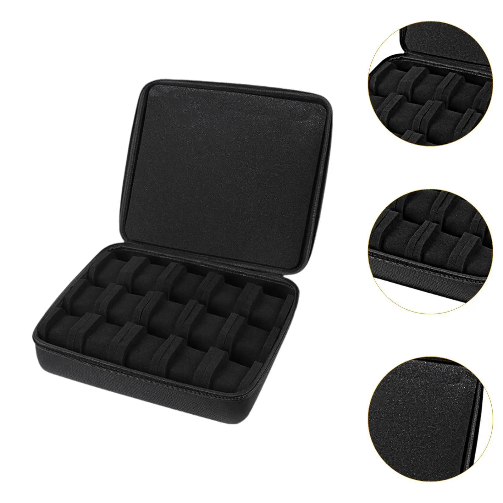 Horloĝskatolo, mansako, horloĝa konserva sako, vitra tenilo, horloĝa vojaĝujo, transportujo, horloĝa organizilo, ujo por brakhorloĝoj, sportoj Watch Box Handbag Watch Storage Bag Display Holder Watch Travel Case Carry Case Watch Organizer Case for Wristwatches Sports