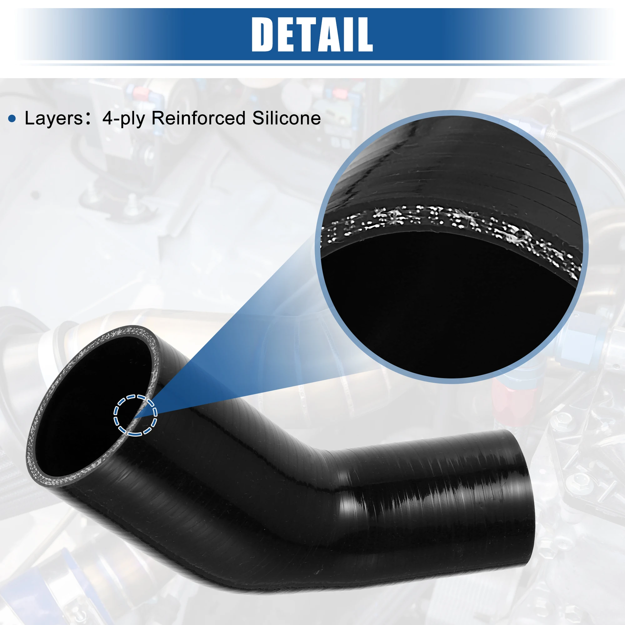 45 Degree 51mm-63mm 70mm-76mm ID 4Ply Car Elbow Reducer Silicone Hose Coupler Intercooler Tube Intake Piping silicone hose silicone hose connector hose end fitting adapter