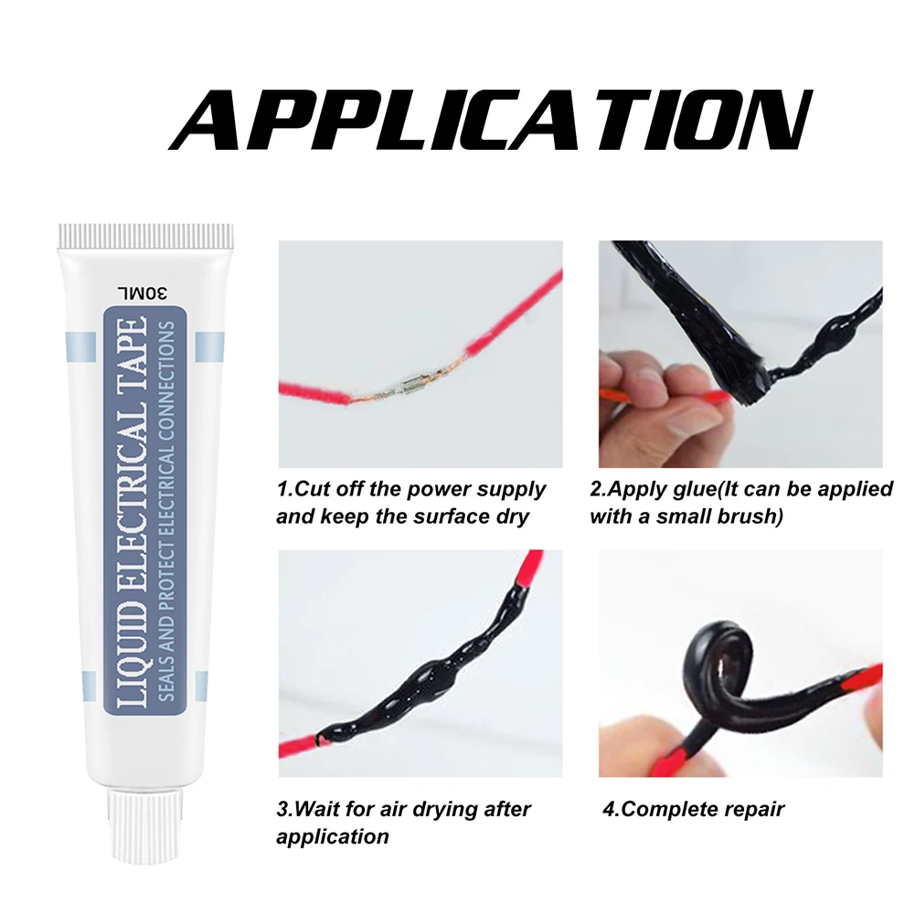 Electrical Tape, 30ML Liquid Electrical Tape Anti UV Waterproof Sealant Tape Fast Dry Insulation Paste Multifunctional for Hardware Wire Cable