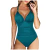 Bikinis Mujer Women's One-piece With Chest Pad Without Steel Bra Swimsuit Solid Color Swimsuit купальники женские
