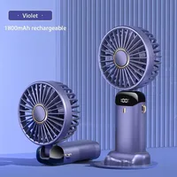 Handheld Mini Fan Foldable Portable Neck Hanging Fans 5 Speed USB Rechargeable Fan with Phone Stand and Display Screen 1800mAh 10