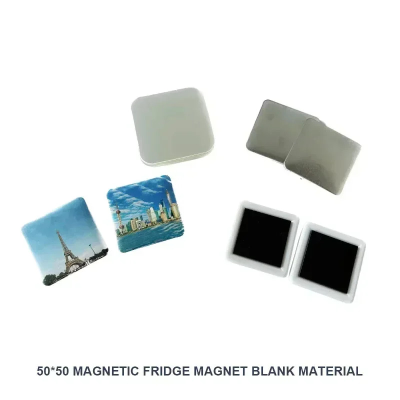 사각형 DIY 빈 핀 버튼 배지 재료 50x50mm 냉장고 자석 배지 버튼 제작 부품 프레스 기계 용품 100세트