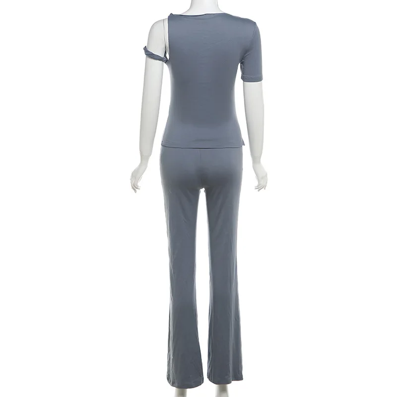 Fashion One Shoulder Backless Pants Suit Summer Solid Color Casual Slim Elegant Pants Suit Women's Pants Suit 2-piece Set 10 Fashion One Shoulder Backless Pants Suit Summer Solid Color Casual Slim Elegant Pants Suit Women's Pants Suit 2-piece Set