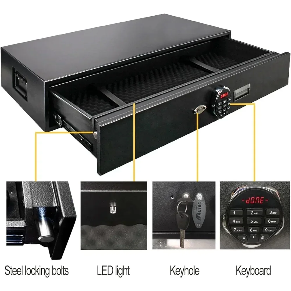 Heavy Duty Under Bed Safe, Quick Firearm Storage Safe, AR Rifle Ammunition Pistol Accessories for Household and Vehicle Use 2