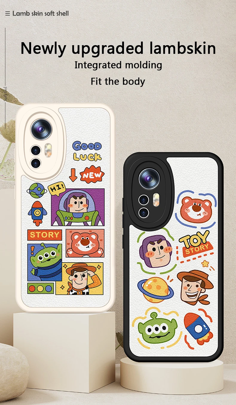 iphone 11 Pro Max phone case TOY STORY Leather Texture Phone Case for Xiaomi Mi 11 Ultra 11i 12 Lite 12X Pro 10 10S 10T 9 8 POCO F3 X3 NFC Soft Silicone Case cute iphone 11 Pro Max cases