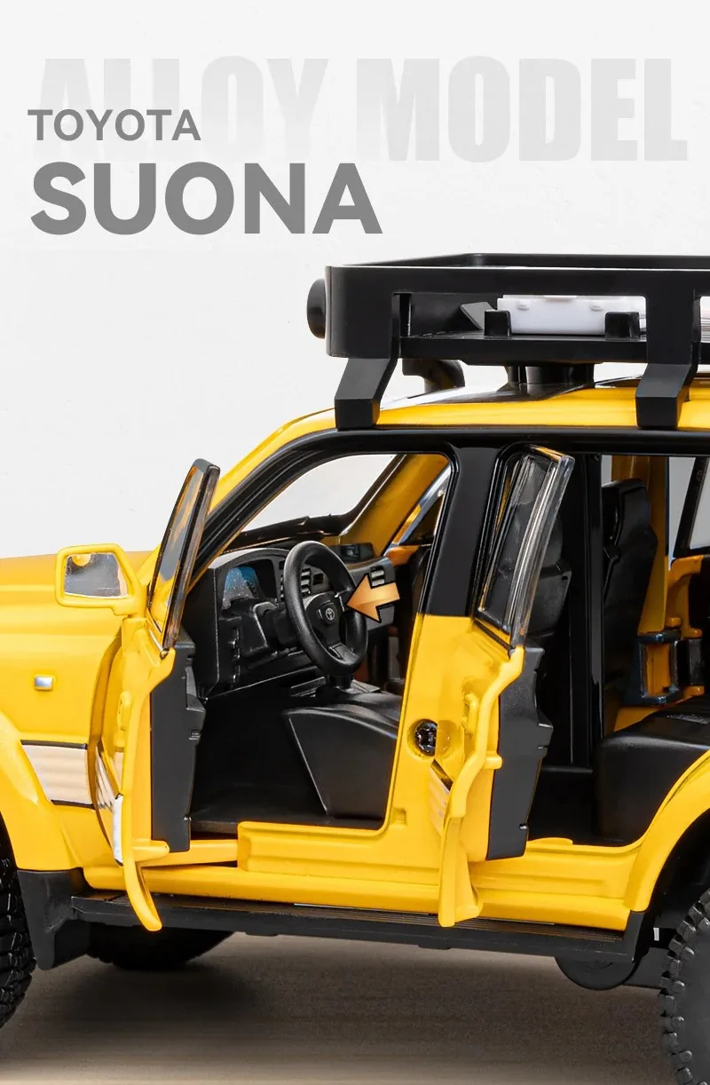 1:24 Toyota Land Cruiser Lc80 Suv Alloy Miniature Car Diecast Metal Scale Car Model Sound＆Light Children Toy Collection Vehicle