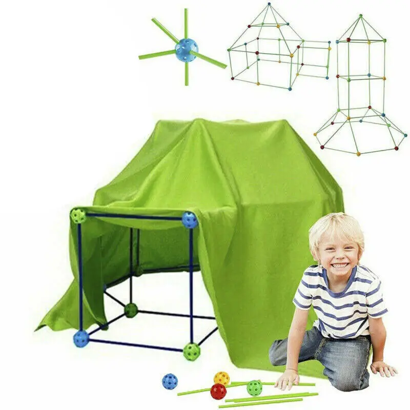 175pcs Kids Construction Fort Building Kit Castles 3D Play House Tent Toy building blocks