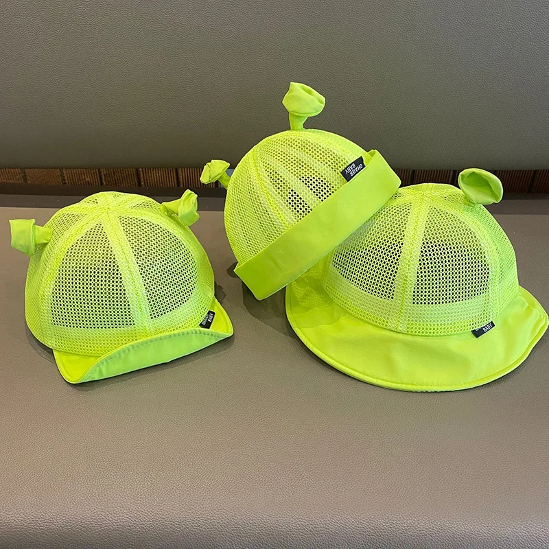 Cartoon Baby Baseball Cap Green Funny Kids Bucket Hat With Ears Spring Summer Toddler Boys Girls Fisherman Hats Beanie baseball cap baby hat kids bucket hat kids sun hat