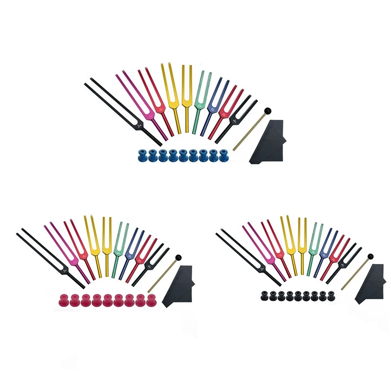 

9 Piece Colorful Aluminum Alloy Tuning Fork Set Tuning Fork For Therapy, Sound Therapy, With Aluminum Case Blue Base