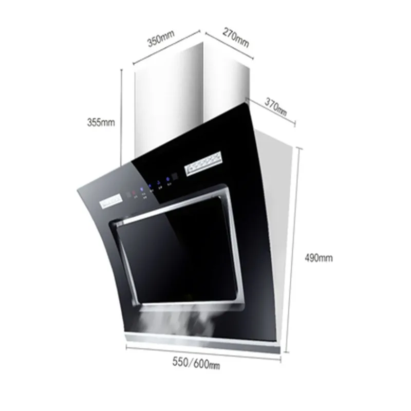 Kitchen Ventilator Suction Range Hood Small stove Side suction Cooker Hood Wall-mounted Smart cleaning Exhaust Hood 50/55/60cm 6