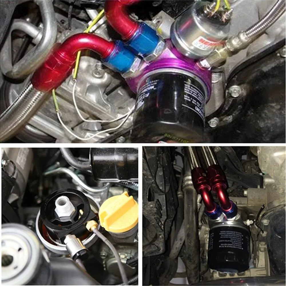 Universal Aluminum Oil Filter Sandwich Adapter with Sensor Connectors Kit