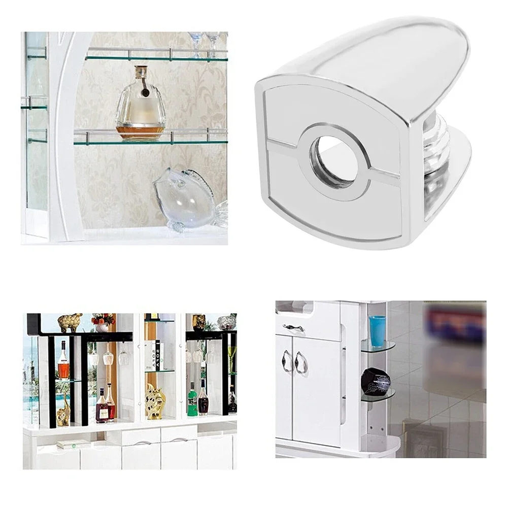 Glass Clamp Adjustable Zinc Alloy Glass Clip Wall Mounting Shelf Clamp Holder Flat Back Mount Holder 8 Pcs For Staircase Handrai For glass shelf clamp holder glass fasteners