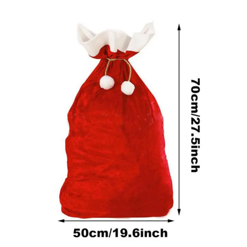 Velvet Gift Bags 70x50cm Red Santa Claus Gold Velvet Soft Candy Bags New Year Merry Christmas Gift