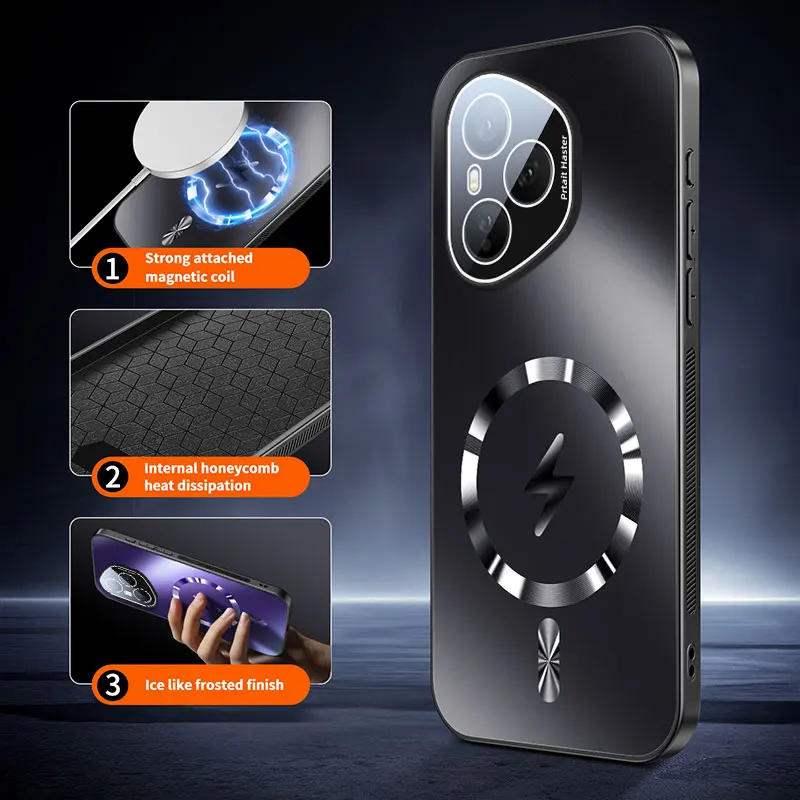 Magnetic Camera Lens Protective Matte Frosted Back Cover with MagSafe Wireless Charging Compatibility