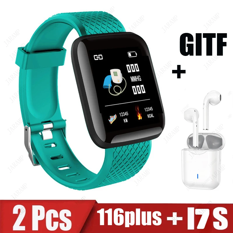 2Pcs 116plus i7s Smart Watch Men Women Bluetooth Earphone Watch Sport FitnessTracker Pedometer D13 Smartwatch Digital WristWatch 